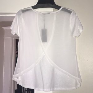 Lamarque T-shirt with sheer crossback in Black